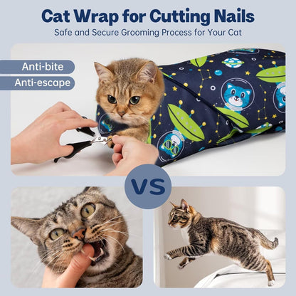 Paw Legend 35.4" Cat Wrap for Grooming Cat Wrap for Cutting Nails Cat Restraint for Nail Clipping Self Adhesive Blanket Restraint Cloth for Cats Within 22lbs