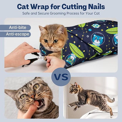 Paw Legend 27.6" Cat Wrap for Grooming Cat Wrap for Cutting Nails Cat Restraint for Nail Clipping Self Adhesive Blanket Restraint Cloth for Cats Within 15lbs