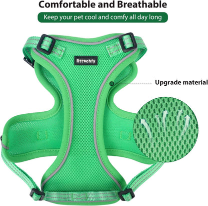 Rttochfy Cat Harness and Leash Set, Adjustable and Reflective Cat Vest, Escape Proof Kitten Harness, Easy to Put on with 3 Buckles for Cats Walking and Traveling (Light Green, M)