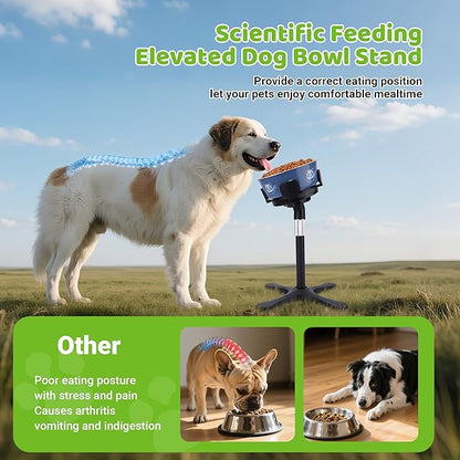 Elevated Dog Bowls for Large and Extra Large Dogs,Adjustable Width Dog Bowl Stand for 5.5-9.5" Wide Bowls,Food and Water Feeder,Single Holder with Tilted Height Adjust 12.4''-18.9'' (with Bowl)