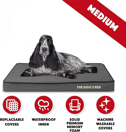 The Dog’s Bed Orthopedic Memory Foam Dog Bed, Medium Grey & Black, Waterproof, Supportive Dog Bed with Replaceable Covers