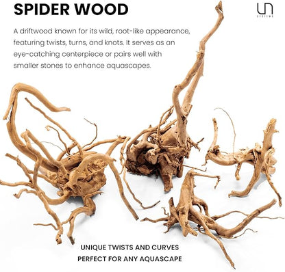 Ultum Nature Systems Driftwood - Spider Drift Wood for Fish Tank, Planted Tank, Terriarium, Paludarium - Versatile Natural Driftwood Decor, Events Wood Centerpiece - Spider Wood, Small (7-12")