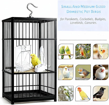 Automatic No Mess Bird Feeder and Water Dispenser Set, Acrylic Food Container and Drinker Bowl for Parrot Cage, Easy Clean Accessories for Parakeets Cockatiels Lovebirds and Other Small Pets