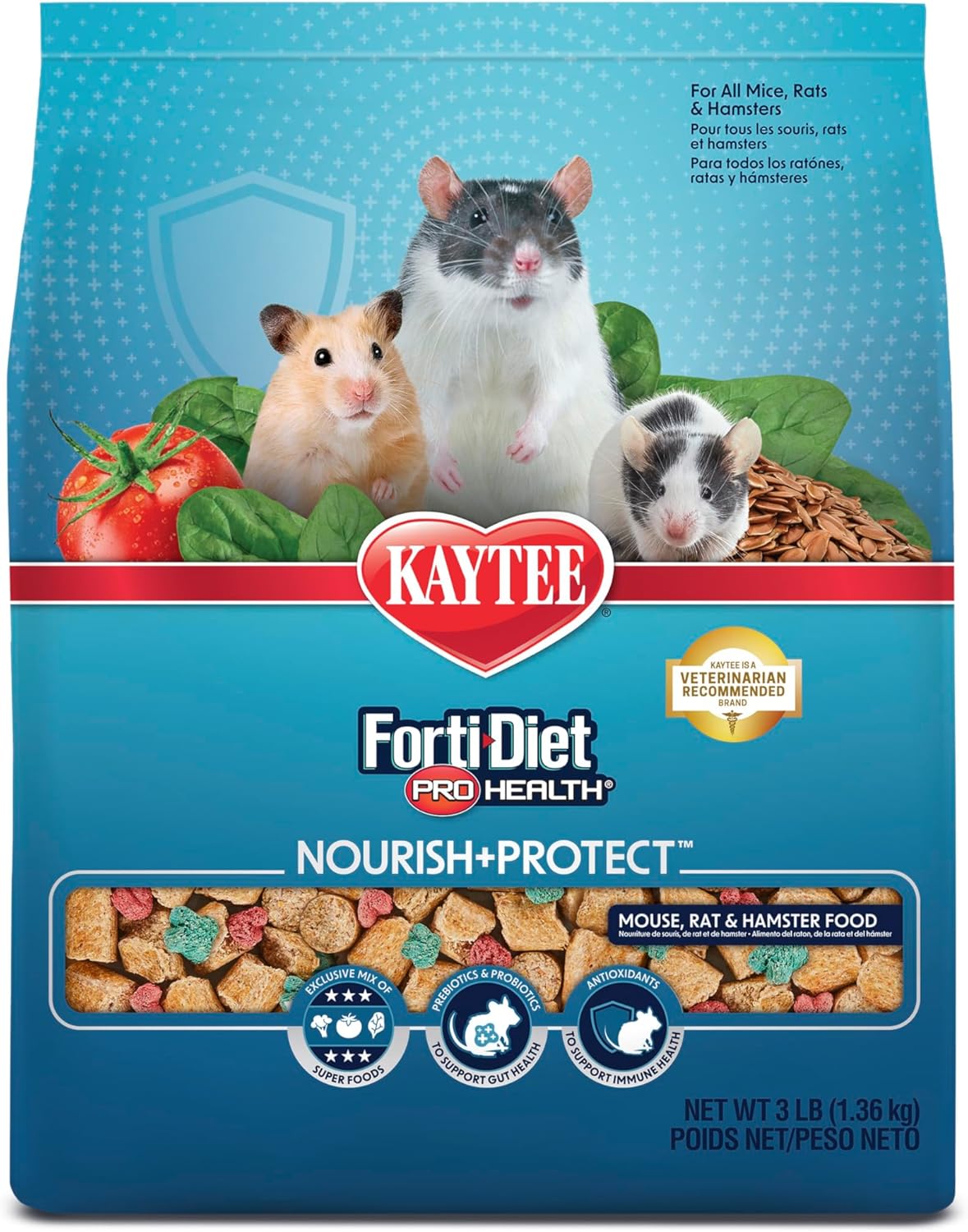 Kaytee Forti Diet Pro Health Small Animal Food For Mouse And Pet Rats, 3-Pound