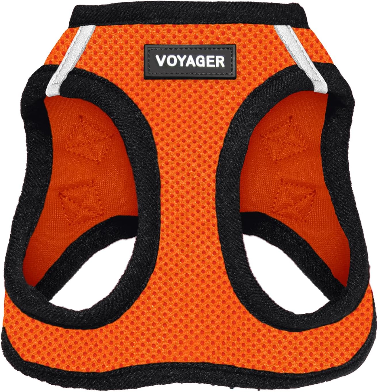 Best Pet Supplies Voyager Step-in Air Harness - All Weather Mesh, Reflective, No Pull Harness for Dogs, Cats - Secure with Hook & Loop Fastener, Buckle, Double D-Rings - Orange/Black Trim, S