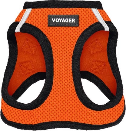 Best Pet Supplies Voyager Step-in Air Harness - All Weather Mesh, Reflective, No Pull Harness for Dogs, Cats - Secure with Hook & Loop Fastener, Buckle, Double D-Rings - Orange/Black Trim, L
