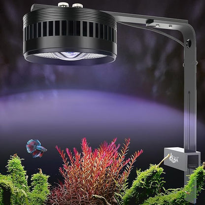 AQQA Aquarium Clip-On Stream Light with Controller, LED Fish Tank Light with 3 Modes (White/RGB/Full Spectrum), Timer & 6 Brightness Levels, Adjustable Clamp for Freshwater Plants Fish Tanks 60W