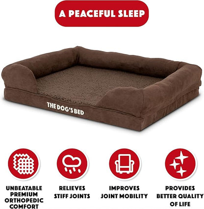The Dog’s Bed Orthopedic Dog Bed Medium Brown Plush, Premium Memory Foam, Pain Relief: Arthritis, Hip & Elbow Dysplasia, Post Surgery, Lameness, Waterproof Washable Cover