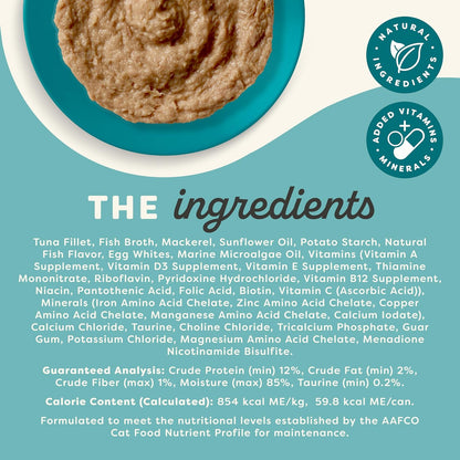 Applaws Vitality Wet Cat Food Paté, Natural Cat Food with Added Vitamins & Minerals, Grain-Free, Carrageenan Free, Tuna Fillet and Mackerel Recipe (24 Count, 2.47 oz Cans)