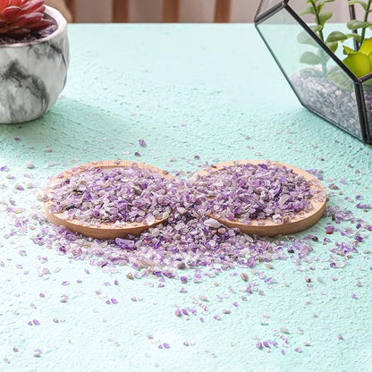 T4U Tumbled Chips Stones Crushed Crystal Quartz 1 LB, Irregular Shaped Gravels Pebbles Healing Stones, DIY Smoothed Rock for Potted Plant,Resin Art,Vase Fillers Aquarium Gravel Rocks (Amethyst)