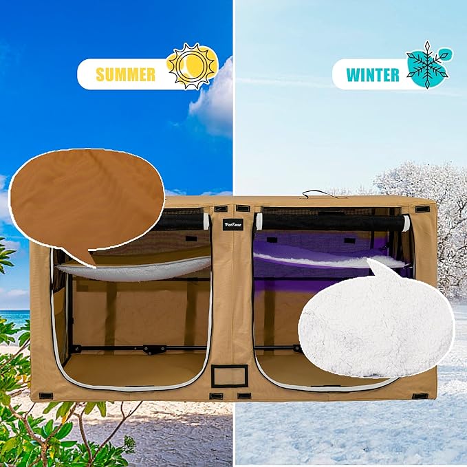 Huge Sapce Double Compartment Cat Travel Carrier with Litter Box & Homack | Cat Show Kennel Cage Crate with Mat & Water Bottle