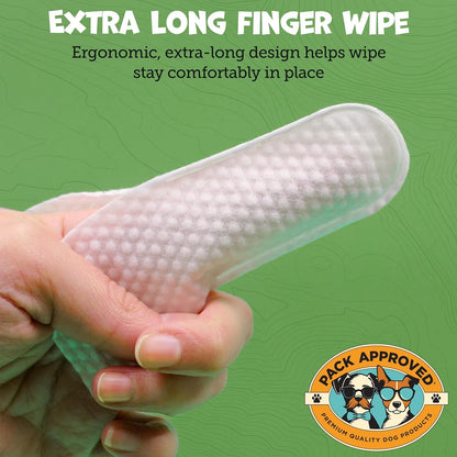 Finger Ear Wipes for Dogs with Aloe Vera and Eucalyptus - Convenient, Extra-Coverage, and Large Design Dog Ear Cleaning Wipes - Removes Wax and Freshens Ears - 50 Wipes