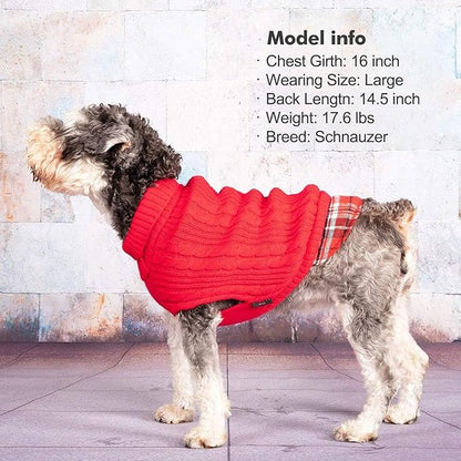 KYEESE Dog Sweater Soft Pullover Dog Sweaters for Small Dogs Girl Warm Turtleneck Small Dogs Sweater Stretchy Knitwear Cat Clothes with Gingham Patchwork Comfy Pet Coat for Fall Winter Cold Weather
