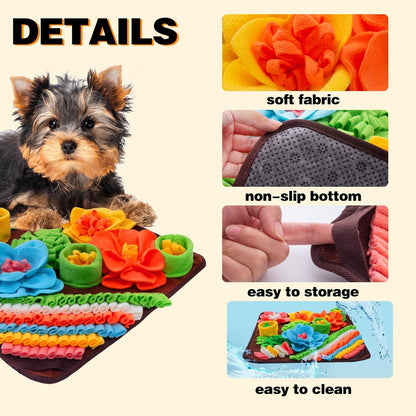 Snuffle Mat for Dogs, Sniff Mat Slow Feeding Mat for Small Pets Cats, Rabbits - Help Stress Relief and Training - Stimulate Your Pet's Foraging Skills! (Brown)