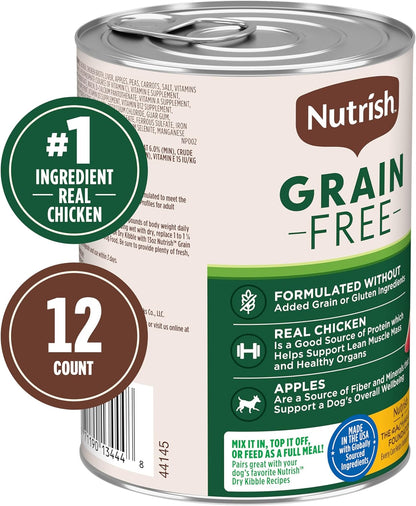 Nutrish Grain Free Real Chicken & Apple Recipe Premium Paté Wet Dog Food, 13 oz. Can, 12 Count, Packaging May Vary (Rachael Ray)