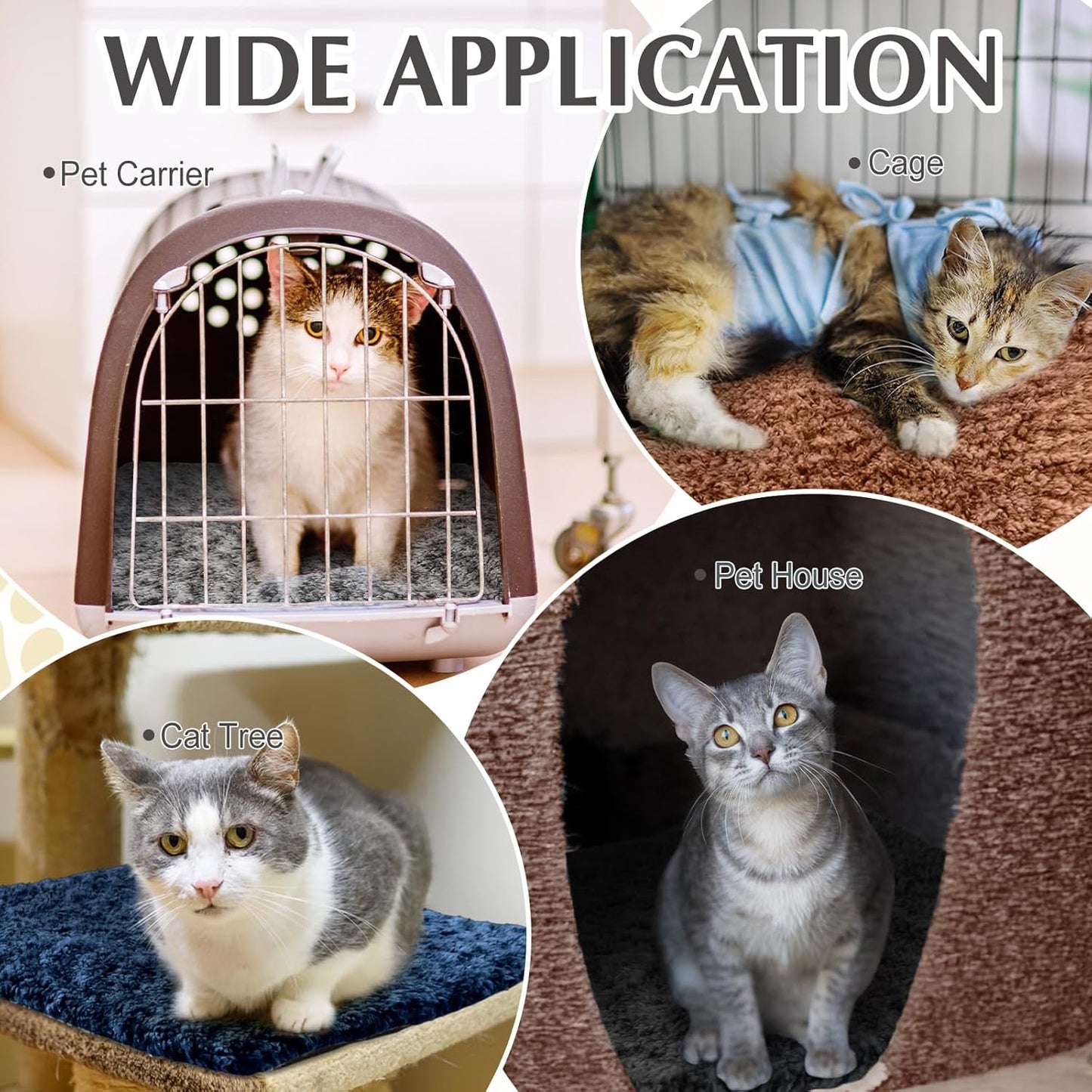 4 Pack Self Warming Cat Pads Self Heating Cat Mat Washable Homeless Dogs Thermal Pads Kennel Pad Reflects Body Heat Warm Crate Bed Mat for Indoor Outdoor Pet(Mixed Colors,18 x 24 Inch)