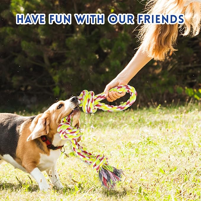 [3 Pack] Dog Rope Toys for Large and Medium Aggressive Chewers, Nearly Indestructible Rope Chew Toys, Heavy Duty 100% Cotton Tug of War Dog Toy for Boredom, Teeth Cleaning