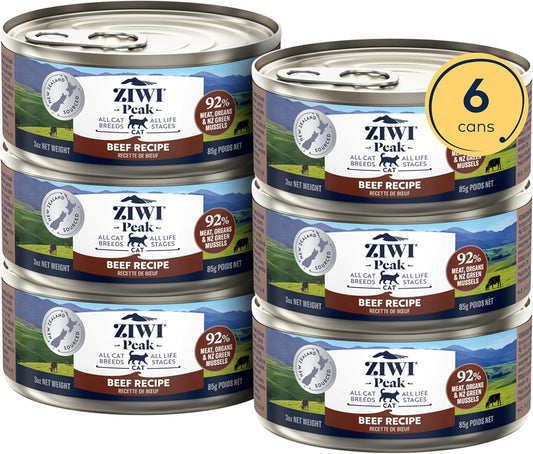 ZIWI Peak Wet Cat Food – All Natural, High Protein, Grain Free, Limited Ingredient, with Superfoods (Beef, Case of 6, 3oz Cans)