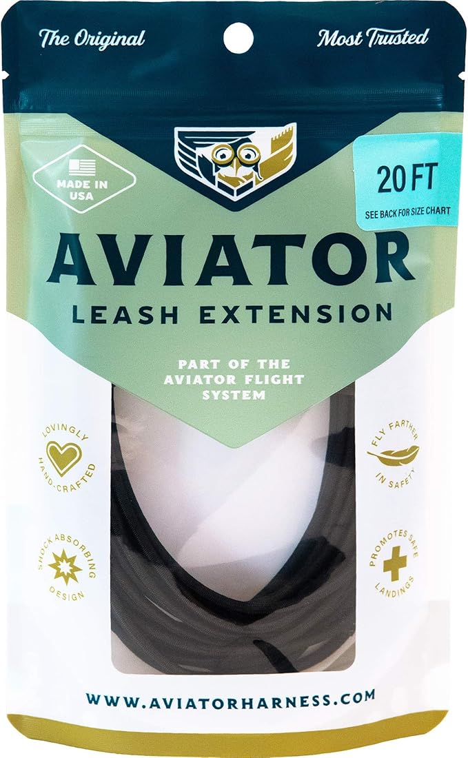 The Aviator Bird Harness Leash Extension: 20 Foot/7 Meter for Small to XX-Lar.