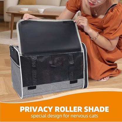 Top Loading Medium Cat Carrier with Privacy Curtain, Delta Approved TSA Pet Travel Crate Suitcase Luggage Sleeve, Soft-Sided Dog Kennel Bag 18x11x11 United Airline Approved Under Seat Grey