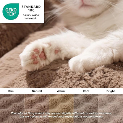 LE SURE Cute Cat Couch for Pets - Fluffy Original Bear Design for Small Dog Bed, Supportive Dog Couch with Removable Washable Cover, Puppy Bed for Small and Medium Dogs, 28inch, Brown