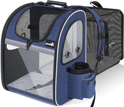 Pecute Pet Carrier Backpack, Cat Backpack Carrier, Expandable with Breathable Mesh for Small Dogs Cats Puppies, Dog Backpack Carrier for Hiking Travel Camping Outdoor, Hold Pets Up to 17 Lbs