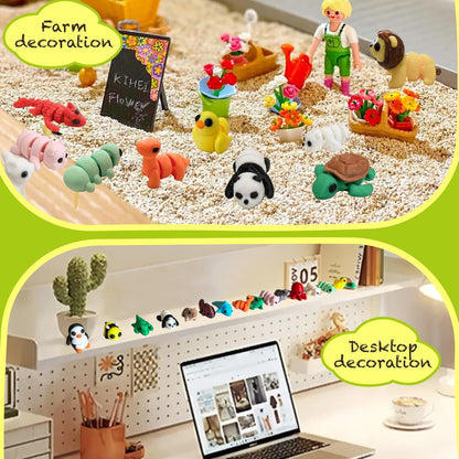 25pcs Mini Animals Figures, 3D Printed Animals and 3D Printed Fidget Toys, Desk Pets Animal Figurines Toys Bulk，Tiny 3D Printer Critters for Birthday Fillers,Teen Reward Gifts