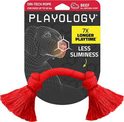 Playology Dog Toys | Dri-Tech Rope Toy Tug of War Rope for Aggressive Chewers | Medium Beef Scented Toy - Easy to Clean and Made from Non Toxic Materials