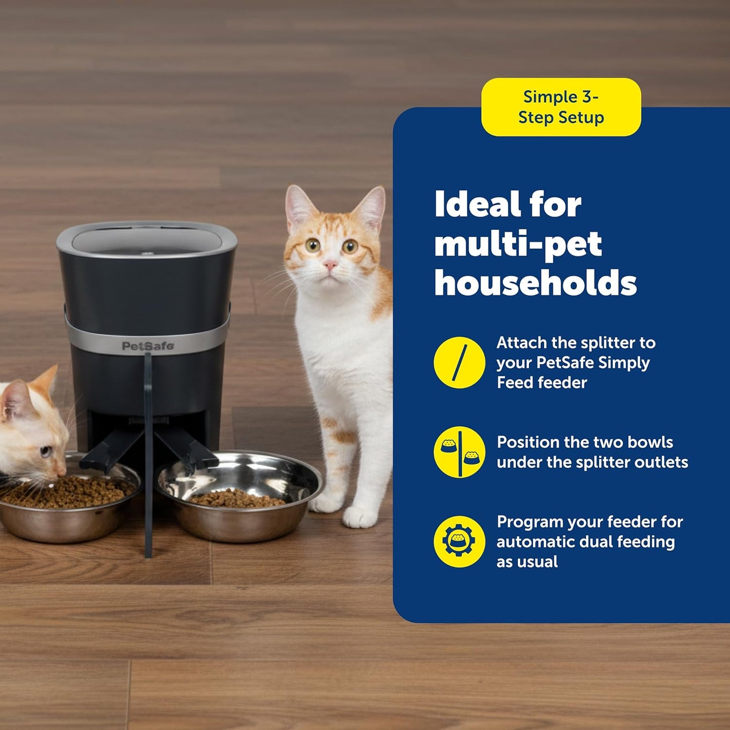 PetSafe 2-Pet Meal Splitter with Bowl - Designed for PetSafe Smart Feed and Healthy Pet Simply Feed Automatic Cat Feeder - No-Mess Food Dispensing - Includes Privacy Panel