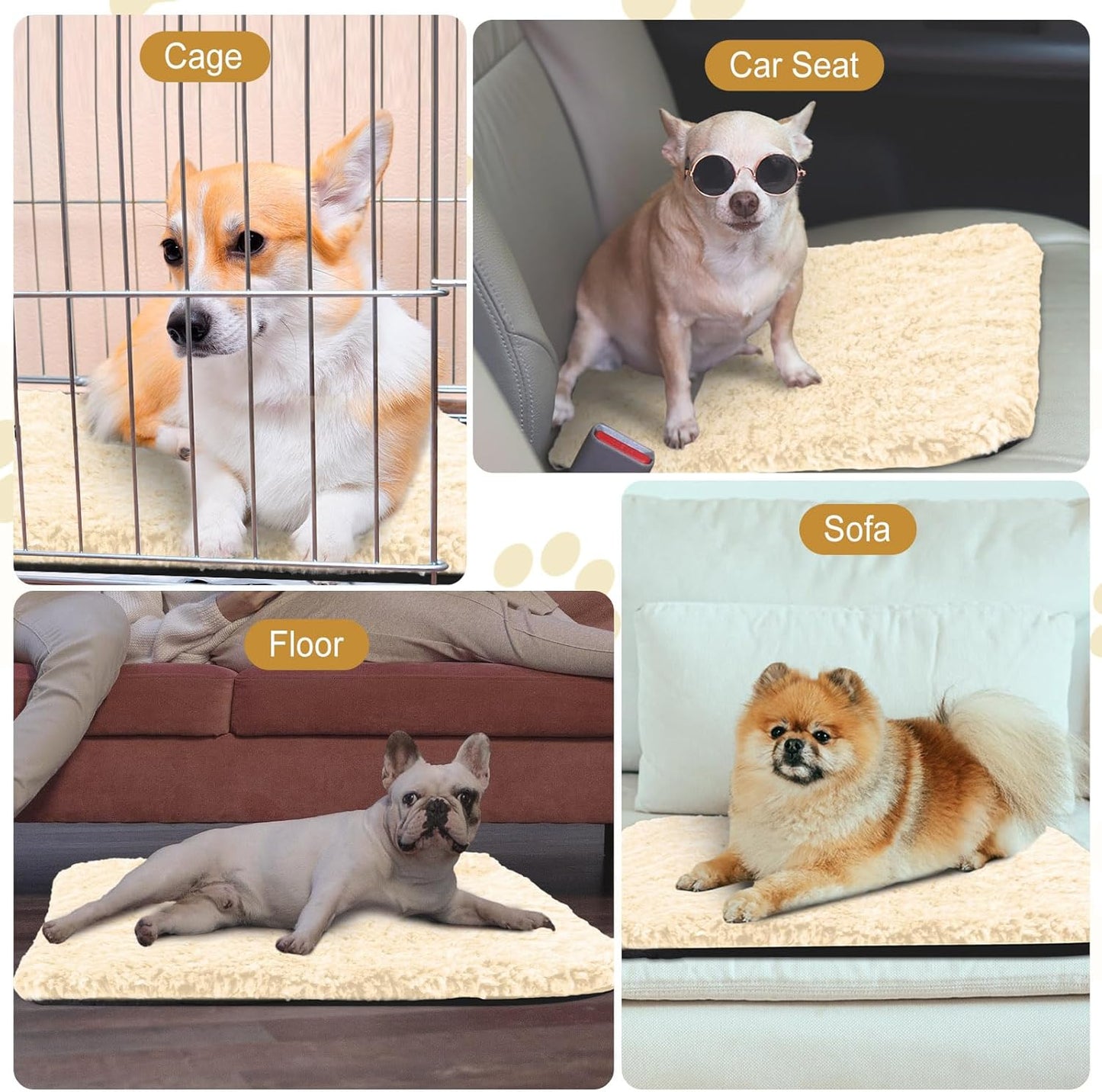 4 Pack Self Warming Cat Pads Self Heating Cat Mat Washable Homeless Dogs Thermal Pads Kennel Pad Reflects Body Heat Warm Crate Bed Mat for Indoor Outdoor Pet(Camel,16 x 20 Inch)