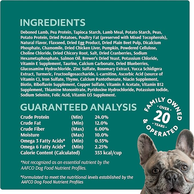 Optimeal Toy Breed Dry Dog Food – Grain Free Small Kibble for Small Dogs, High Protein, Natural Ingredients, Skin & Digestive Support, Premium Nutrition – Lamb & Veggies, 8.8 lbs