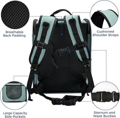 Apollo Walker Dog & Cat Carrier Backpack for 4-18lb Pets - Ventilated Safe Design with Padded Back Support, Breathable Mesh Pet Backpack for Hiking, Travel, Outdoor (Blue)