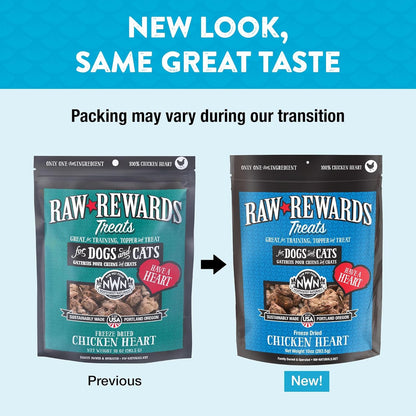 Northwest Naturals Raw Rewards Freeze-Dried Chicken Heart Treats for Dogs and Cats - Bite-Sized Pieces - Healthy, 1 Ingredient, Human Grade Pet Ingredients, Natural, Made in USA, 10 Oz (Pack of 3)