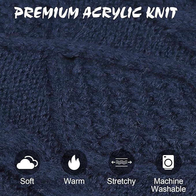 BINGPET Cat Sweater,Thermal Knitted Kitten Clothes Winter Coat,Classic Knit Turtleneck Cat Sweaters for Cats Only,Warm Pet Clothes for Kittens & Small Dogs Puppy Boy Girl Indoor Outdoor(Navy Blue,L)