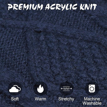 BINGPET Cat Sweater,Thermal Knitted Kitten Clothes Winter Coat,Classic Knit Turtleneck Cat Sweaters for Cats Only,Warm Pet Clothes for Kittens & Small Dogs Puppy Boy Girl Indoor Outdoor(Navy Blue,L)