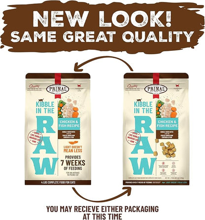 Primal Kibble in The Raw, Freeze Dried Cat Food, Chicken & Fish, Scoop & Serve, Made with Raw Protein, Whole Ingredient Nutrition, Crafted in The USA, Dry Cat Food, 64 Ounce (4 lb) Bag