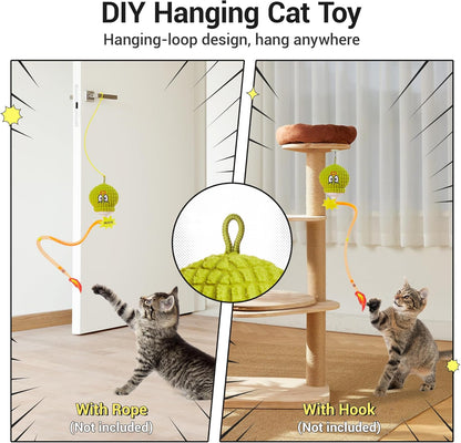 Potaroma Interactive Cat Toy with Motion Sensor, Chirping Sound & Catnip – Funny Grenade Design with Mesh Tail, Rechargeable Smart Rolling Ball for Bored Indoor Kittens & Adult Cats 3 Inches