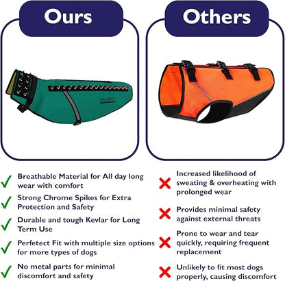 CoyoteVest Dog Harness Protection Vest, Reflective Dog Accessories with Spikes to Shield Your Pet from Raptor and Animal Attacks, Proudly Made in America (XX-Small, Turquoise)