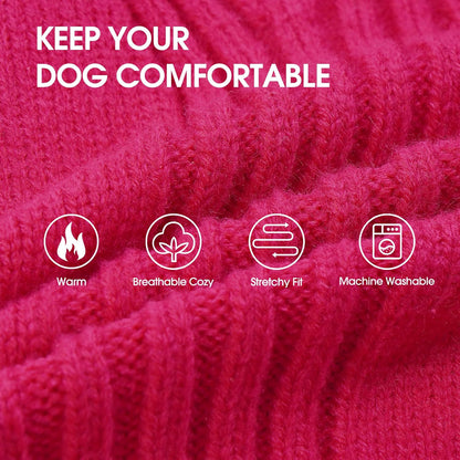 IECOii Dachshund Sweater,Turtleneck Dog Sweater for Small Medium Dogs Girl Boy,Stretchy & Breathable,Warm Knitted Pullover Coat,High Neck Knitwear for Cold Weather Indoor & Outdoor Wear (Rose red,M)