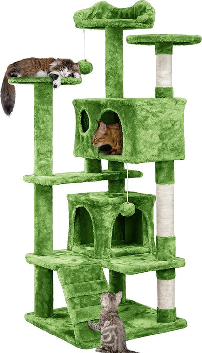 Yaheetech Cat Tree - 54in Tower with Condo, Scratching Posts & Balls, Perfect for Kittens