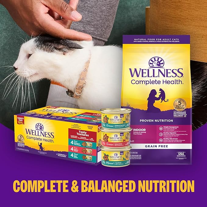 Wellness Complete Health Gravy Adult Wet Cat Food, Natural, Protein-Rich, Grain Free, 5.5 Ounce, 12 Pack, (Chicken & Tuna Dinner)