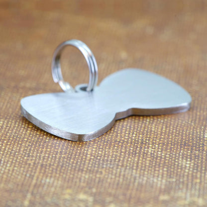 Ultra Joys Cat ID Tag Personalized Pet Tags, Durable Stainless Steel Small Pet Mini Dog Cat Tag Lightweight - Bowtie Tag in Silver