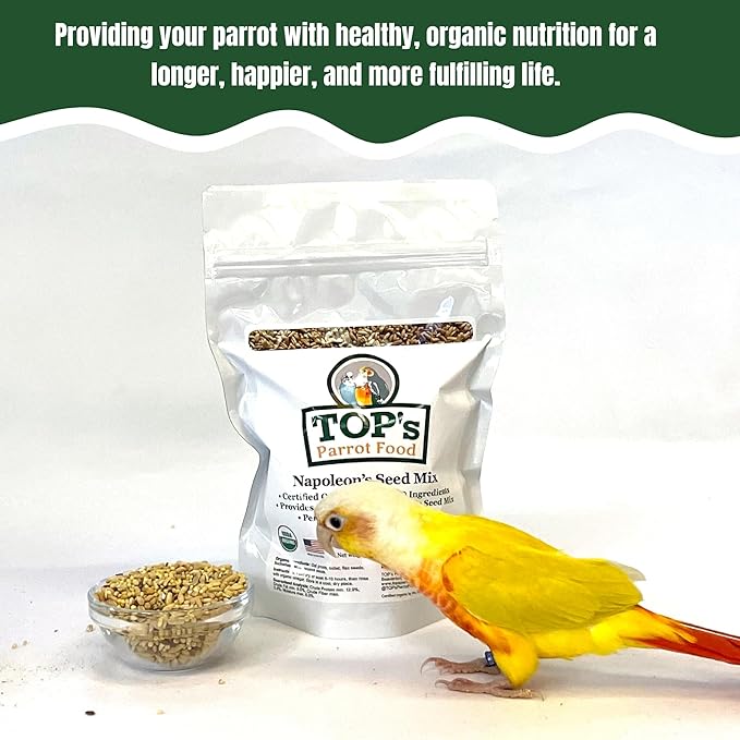 TOP's Napoleon's Seed Mix for All Small Hookbills, Non-GMO, Soy Free, Corn Free, USDA Organic Certified, 5 lb
