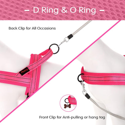 Didog No Pull Dog Harness with Soft Mesh Padded,Reflective & Quick Fit Light Weight Dog Strap Vest Harness,Easy for Walking Training (L:Chest 26-32", Pink)