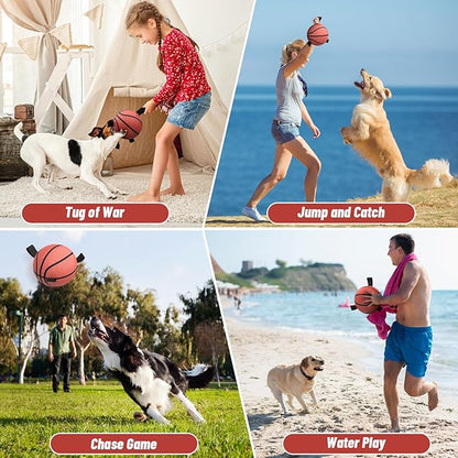 QDAN Dog Ball Basketball Toys, Balls with Straps, Dog Water Toy Pool Toys for Small Medium Dogs (6 Inch)