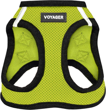Best Pet Supplies Voyager Step-in Air Harness - All Weather Mesh, Reflective, No Pull Harness for Dogs, Cats - Secure with Hook & Loop Fastener, Buckle, Double D-Rings - Lime Green/Black Trim, XXS