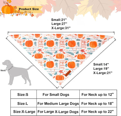 ADOGGYGO Thanksgiving Dog Bandana, Fall Leaves Pumpkin Pet Scarf, Premium Durable Fabric, Adjustable Fit Thanksgiving Bandanas for Extra Large Dogs Pe (X-Large)