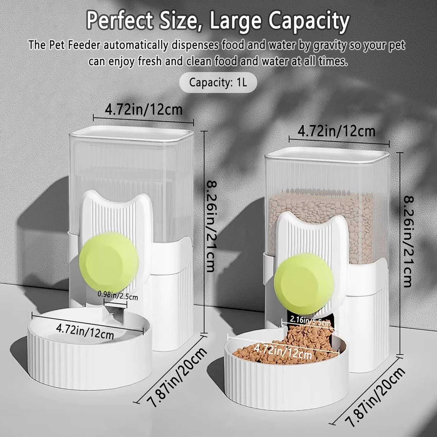 kathson Hanging Automatic Pet Food and Water Dispenser,Gravity Auto Rabbit Feeder for Cage,Guinea Pig Feeder and Waterer Set,Cat Food Bowl Dog Feeding Station for Bunny,Ferret,Chinchilla (Green)