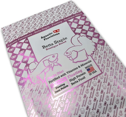 Betta Staple Fish Food, 0.35 oz (10g) Floating 1mm High Protein Pellets