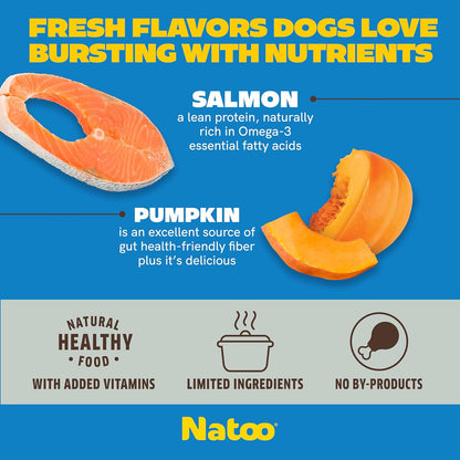 NATOO Dog Food Topper for Picky Eaters & Dog Treat (Salmon with Pumpkin), Dog Toppers for Dry Food, Wet Meal Toppers for Dogs & Puppies, Limited Ingredient Dog Food, (Case of 20) 3 oz Each